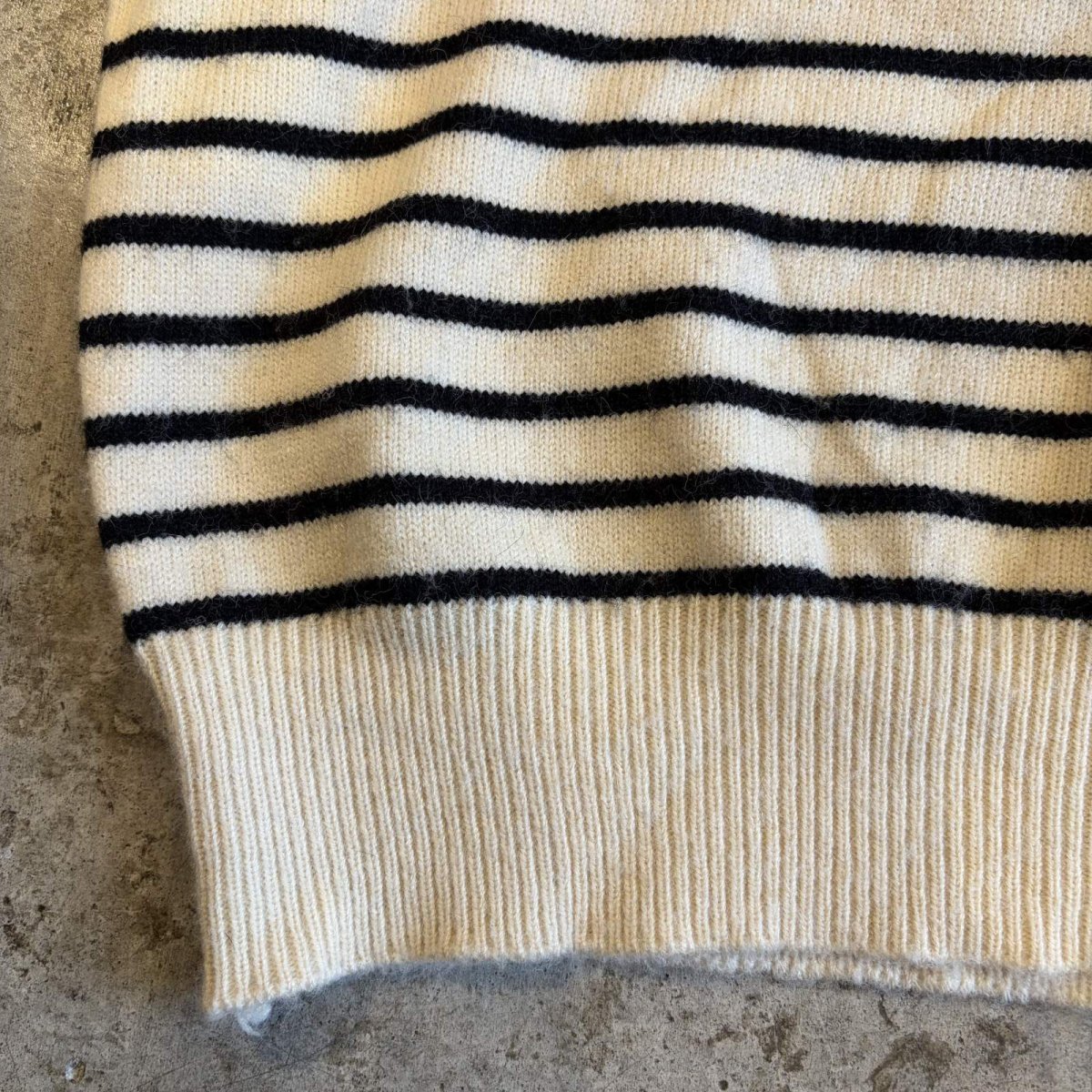 画像7: OPEN NECK COLLAR BORDER PATTERN KNIT TOPS / Ladies M (7)