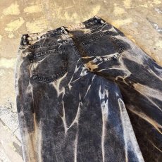 画像9: BLEACHED PATTERN WIDE SILHOUETTE DENIM PANTS / W30 (9)