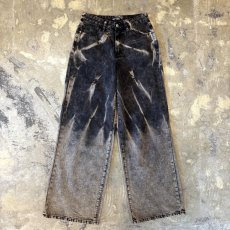 画像1: BLEACHED PATTERN WIDE SILHOUETTE DENIM PANTS / W30 (1)