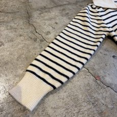 画像4: OPEN NECK COLLAR BORDER PATTERN KNIT TOPS / Ladies M (4)