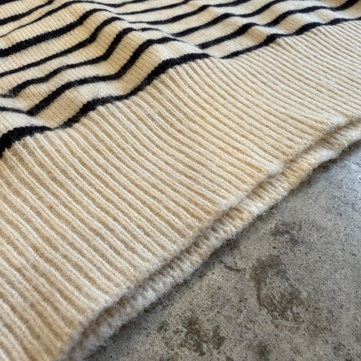 画像10: OPEN NECK COLLAR BORDER PATTERN KNIT TOPS / Ladies M (10)