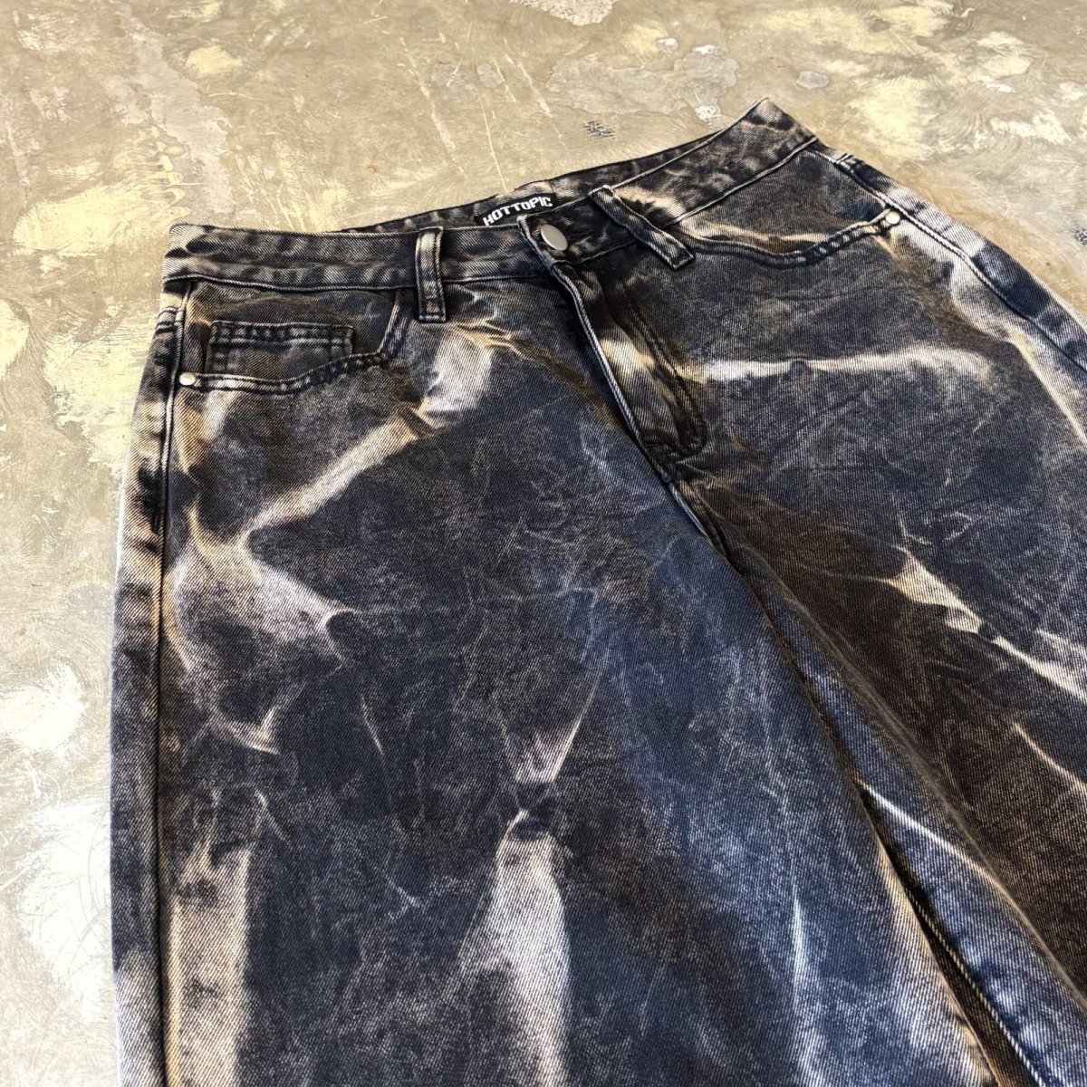 画像3: BLEACHED PATTERN WIDE SILHOUETTE DENIM PANTS / W30 (3)