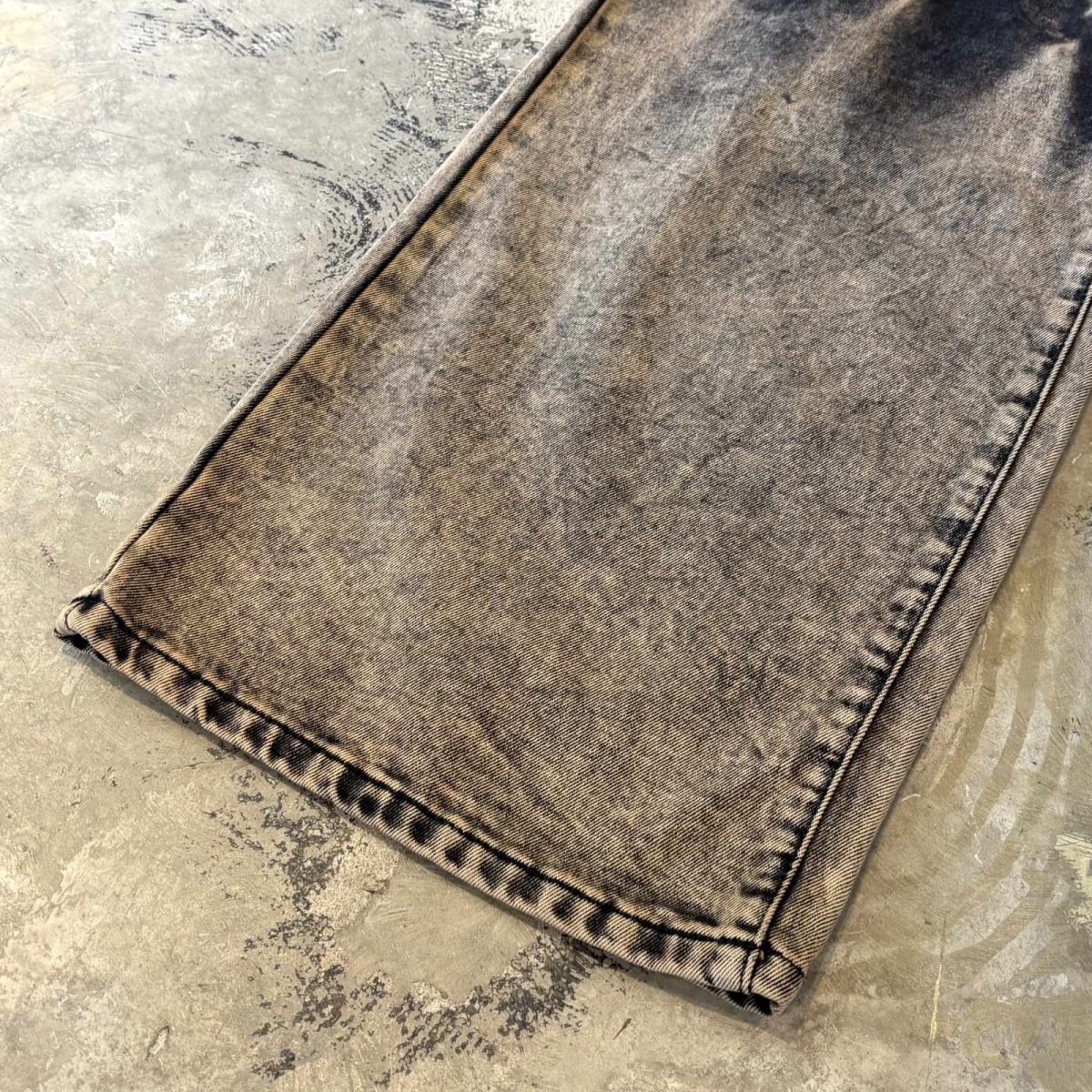 画像8: BLEACHED PATTERN WIDE SILHOUETTE DENIM PANTS / W30 (8)