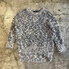 画像1: MIX COLOR OVER DESIGN SHAGGY KNIT SWEATER  / Ladies XL (1)