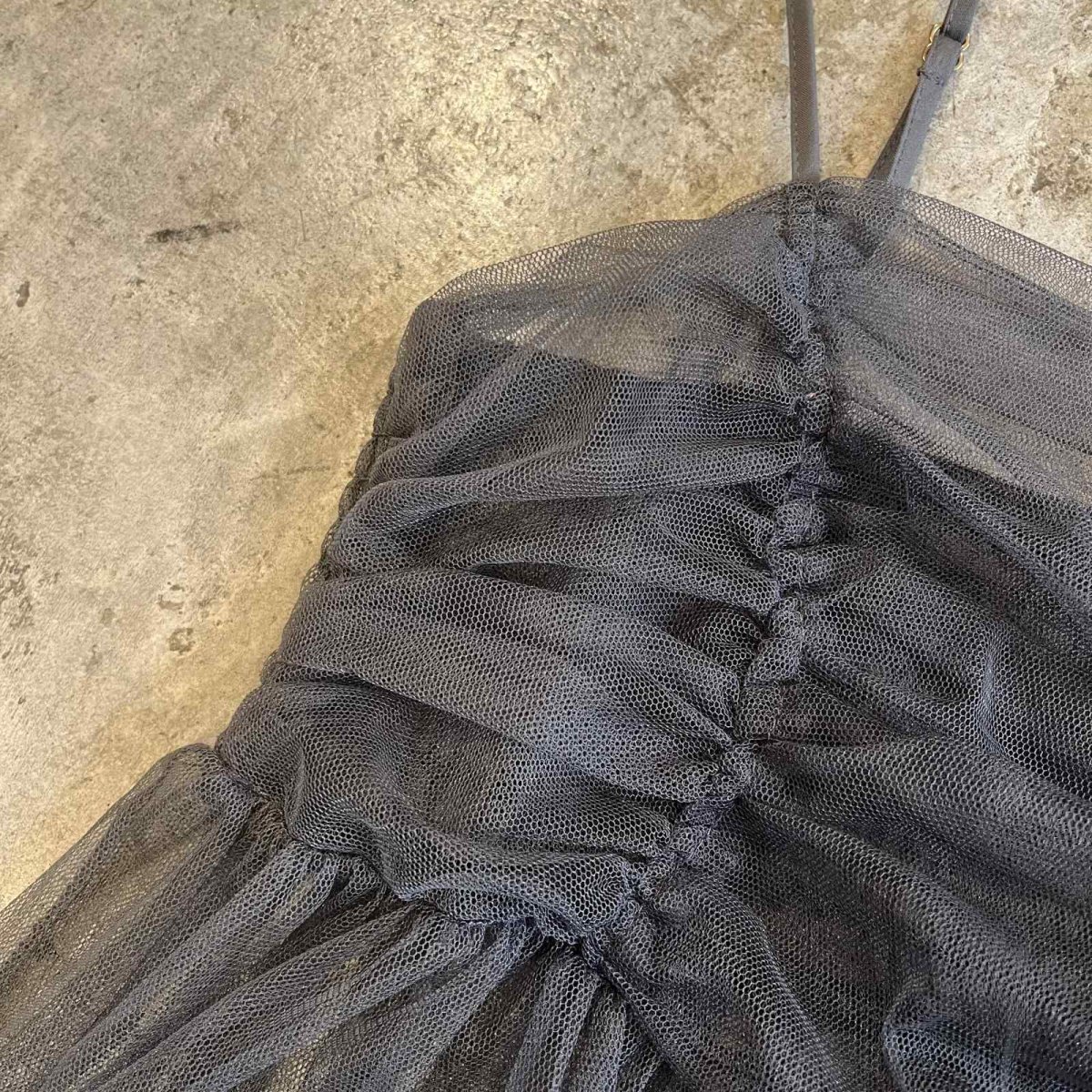 画像9: GREY COLOR GATHER DESIGN TULLE CAMISOLE / Ladies S~M (9)
