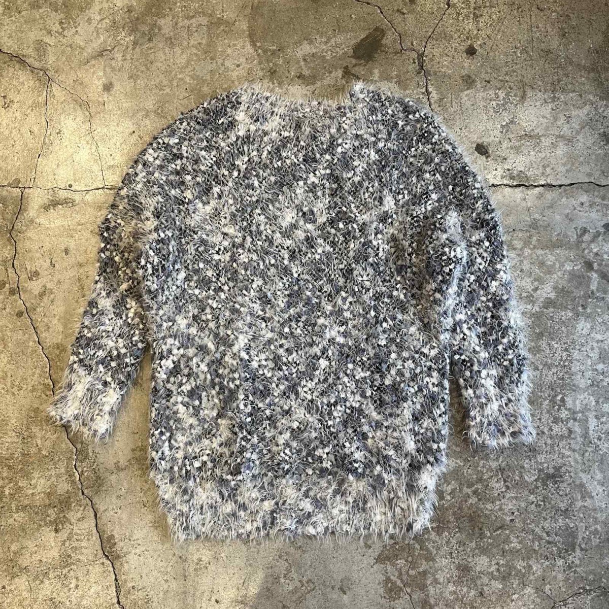 画像2: MIX COLOR OVER DESIGN SHAGGY KNIT SWEATER  / Ladies XL (2)