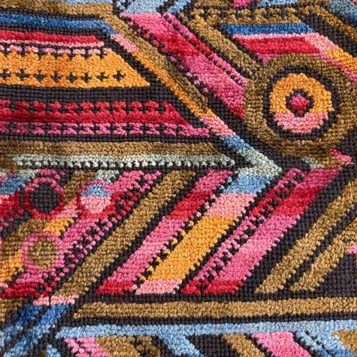 画像4: OLD GEOMETRIC PATTERN TAPESTRY DESIGN VEST / Ladies L (4)