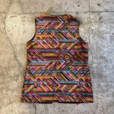 画像2: OLD GEOMETRIC PATTERN TAPESTRY DESIGN VEST / Ladies L (2)