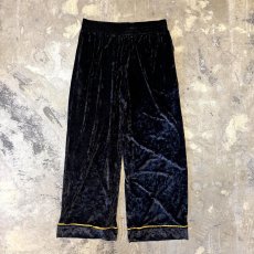 画像1: BLACK CRASH VELOUR WIDE SILHOUETTE PANTS / W30~FREE (1)