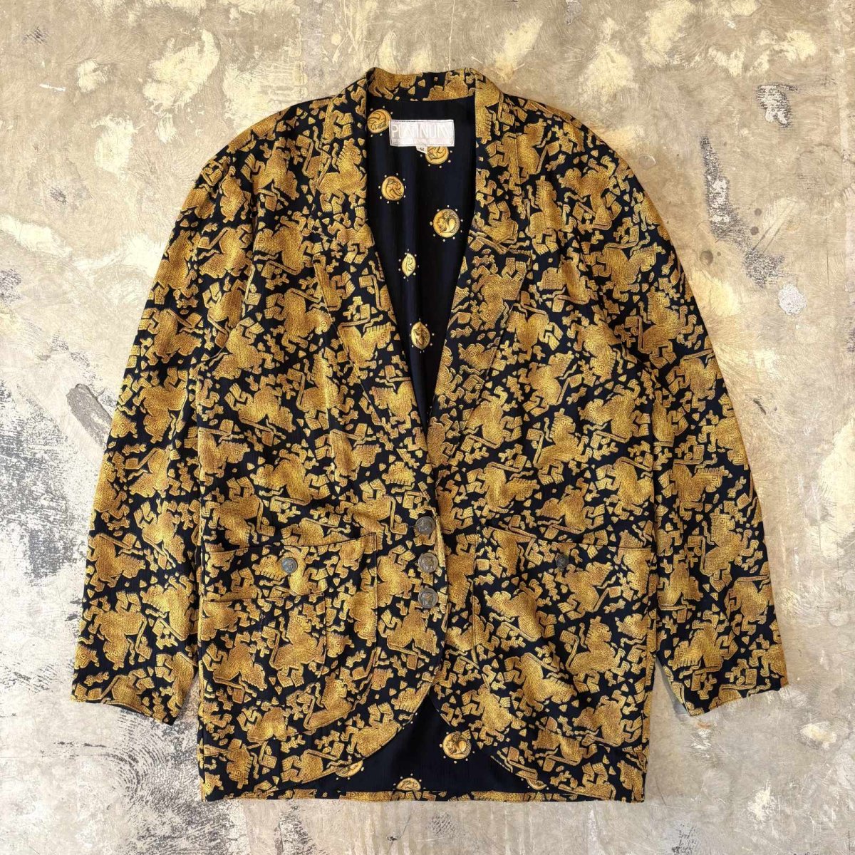 画像1: 80~90's ALL OVER PATTERN TAILORED JACKET / Mens S(L) / MADE IN USA (1)