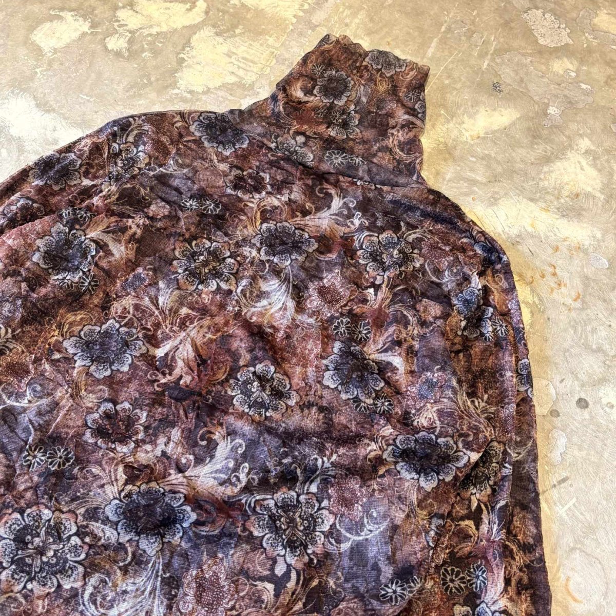 画像4: FLORAL GRAPHIC PATTERN WASHER DESIGN HI-NECK L/S TOPS / Mens L (4)