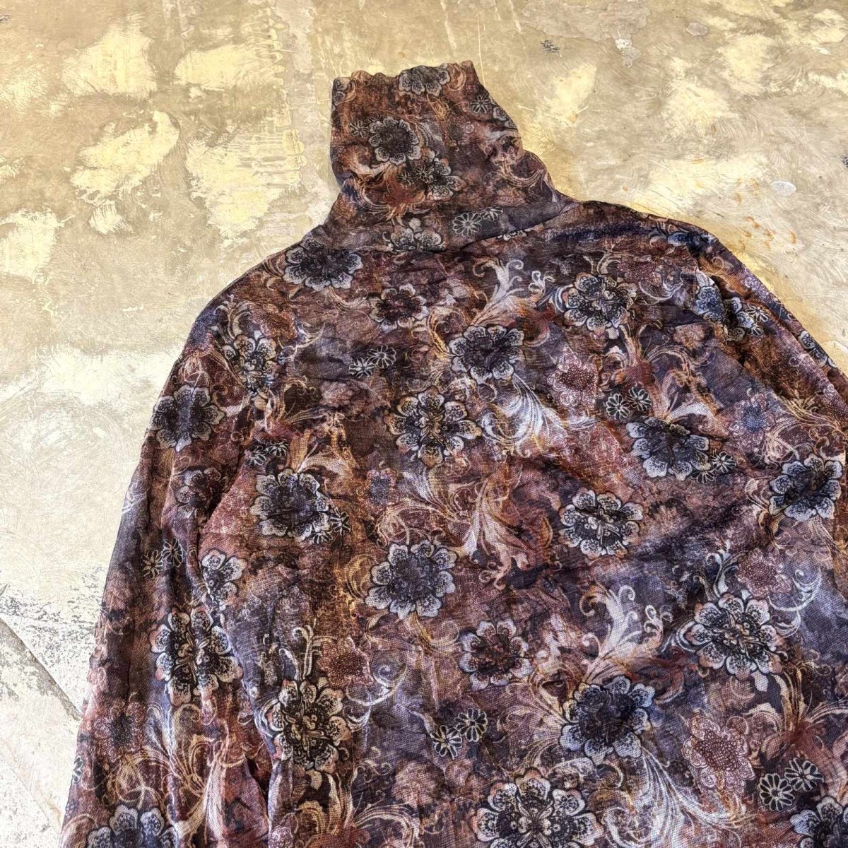 画像3: FLORAL GRAPHIC PATTERN WASHER DESIGN HI-NECK L/S TOPS / Mens L (3)