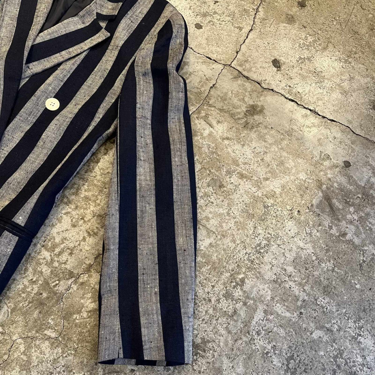 画像8: ALL OVER STRIPE PATTERN DOUBLE DESIGN TAYLOR JACKET / Ladies M(4) / MADE IN USA (8)