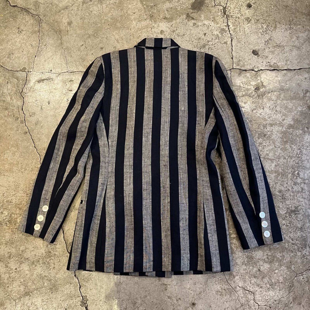 画像2: ALL OVER STRIPE PATTERN DOUBLE DESIGN TAYLOR JACKET / Ladies M(4) / MADE IN USA (2)