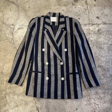 画像1: ALL OVER STRIPE PATTERN DOUBLE DESIGN TAYLOR JACKET / Ladies M(4) / MADE IN USA (1)