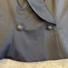 画像4: BLACK COLOR SLEEVE SHEER DESIGN SHORT DOUBLE JACKET / Ladies M / MADE IN USA (4)