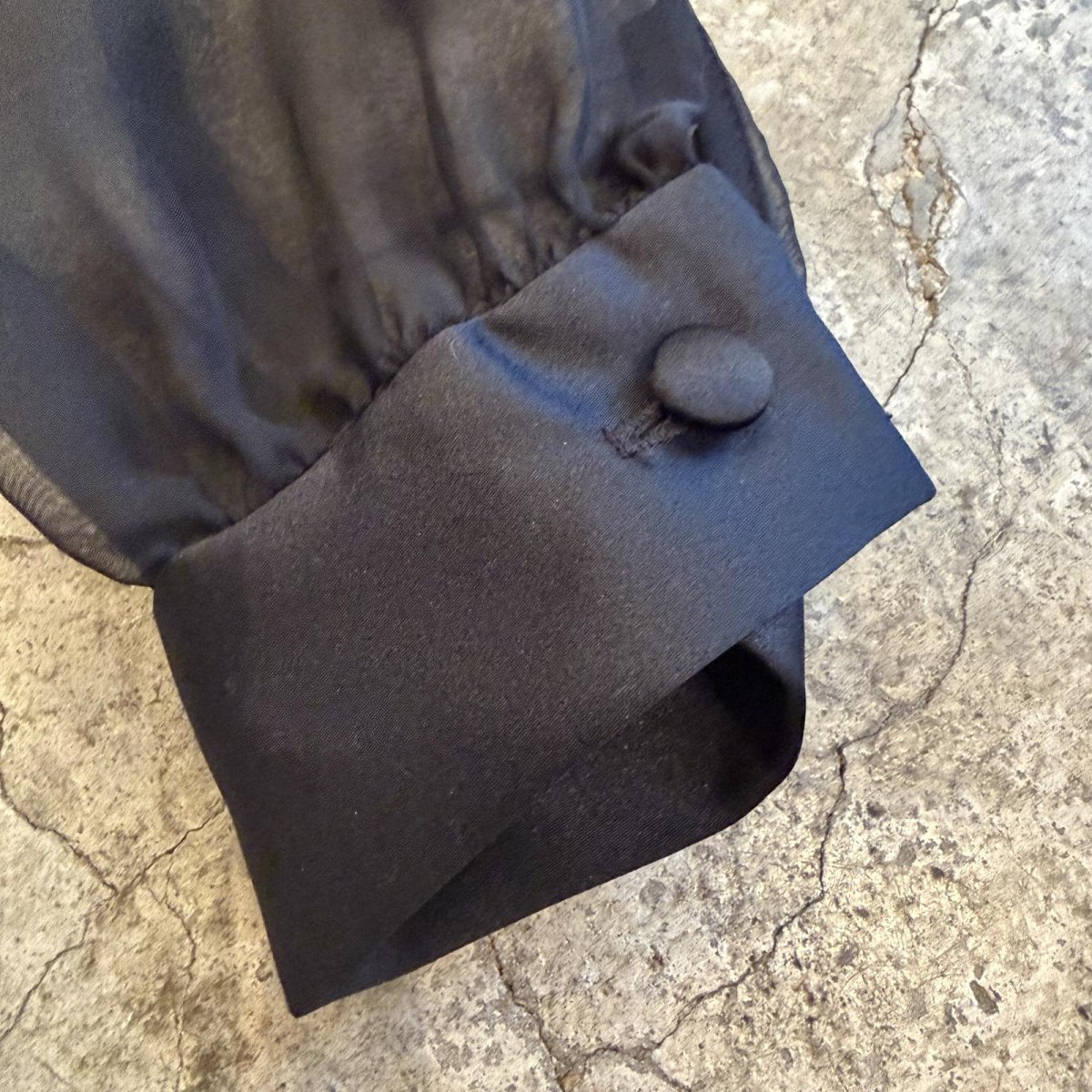 画像6: BLACK COLOR SLEEVE SHEER DESIGN SHORT DOUBLE JACKET / Ladies M / MADE IN USA (6)