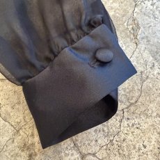 画像6: BLACK COLOR SLEEVE SHEER DESIGN SHORT DOUBLE JACKET / Ladies M / MADE IN USA (6)