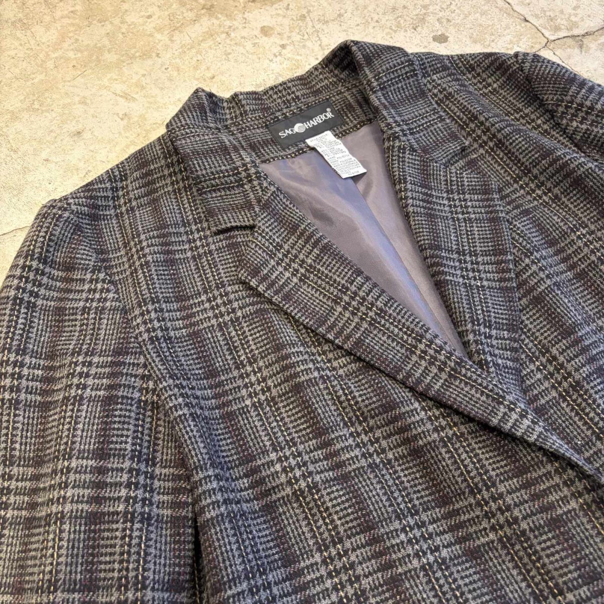 画像3: ALL OVER CHECK PATTERN TAILORED JACKET / Ladies L (3)