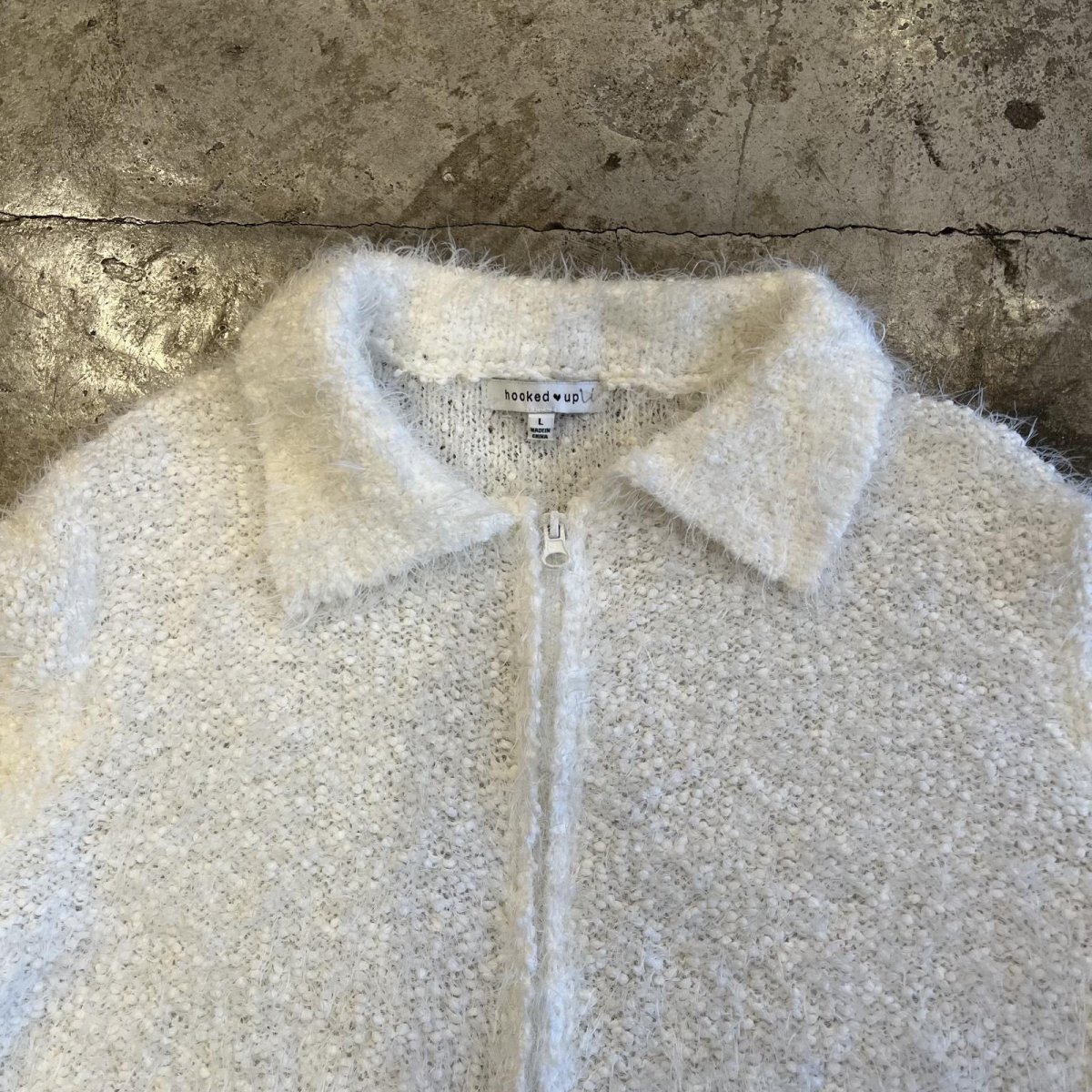 画像8: ALL OVER SHAGGY PATTERN DOUBLE ZIP DESIGN KNIT L/S TOPS /  Ladies M(L) (8)