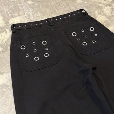 画像9: STUDS&EYELET DECORATIVE WIDE DENIM PANTS / W29 (9)