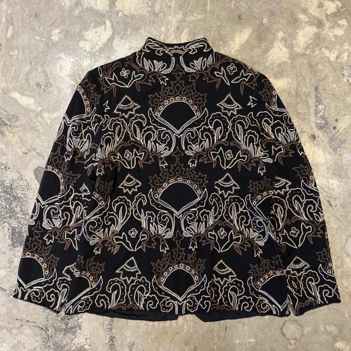 画像2: BEADS&EMBROIDERY DECORATIVE SILK JACKET / Mens L (2)