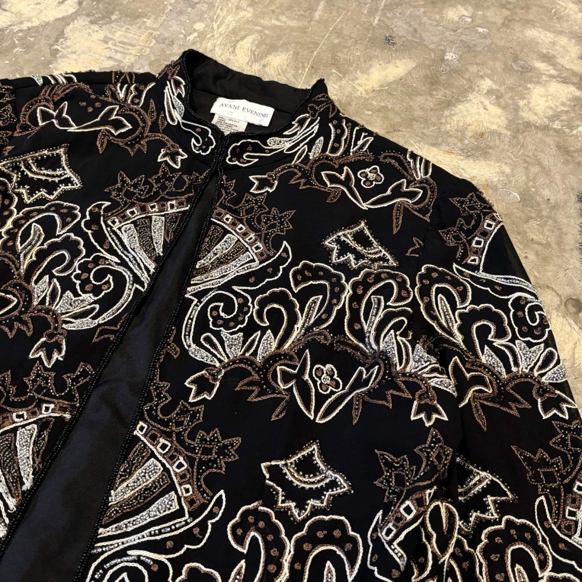 画像4: BEADS&EMBROIDERY DECORATIVE SILK JACKET / Mens L (4)