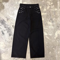 画像1: STUDS&EYELET DECORATIVE WIDE DENIM PANTS / W29 (1)