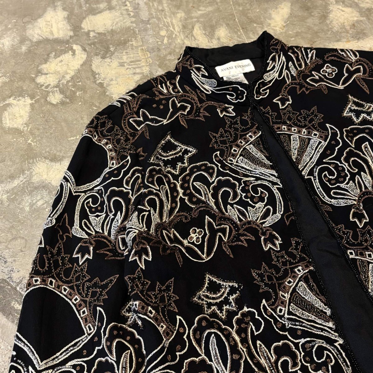 画像3: BEADS&EMBROIDERY DECORATIVE SILK JACKET / Mens L (3)