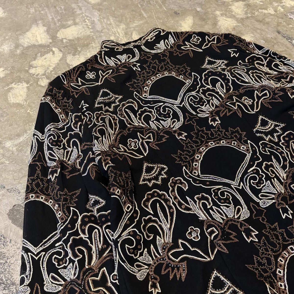 画像9: BEADS&EMBROIDERY DECORATIVE SILK JACKET / Mens L (9)