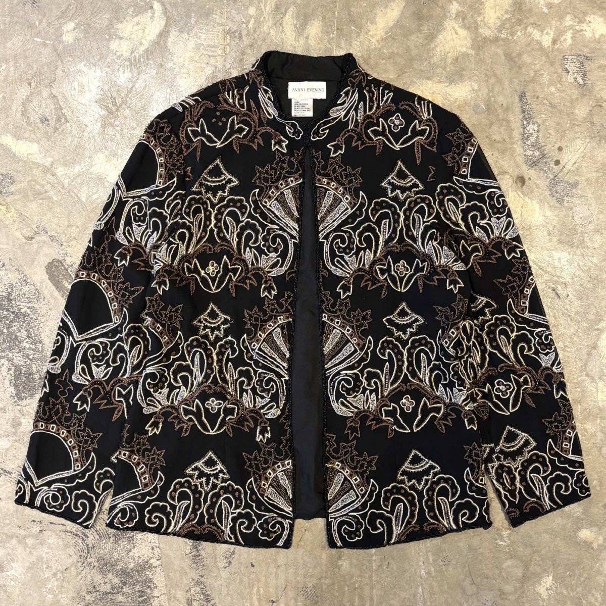 画像1: BEADS&EMBROIDERY DECORATIVE SILK JACKET / Mens L (1)
