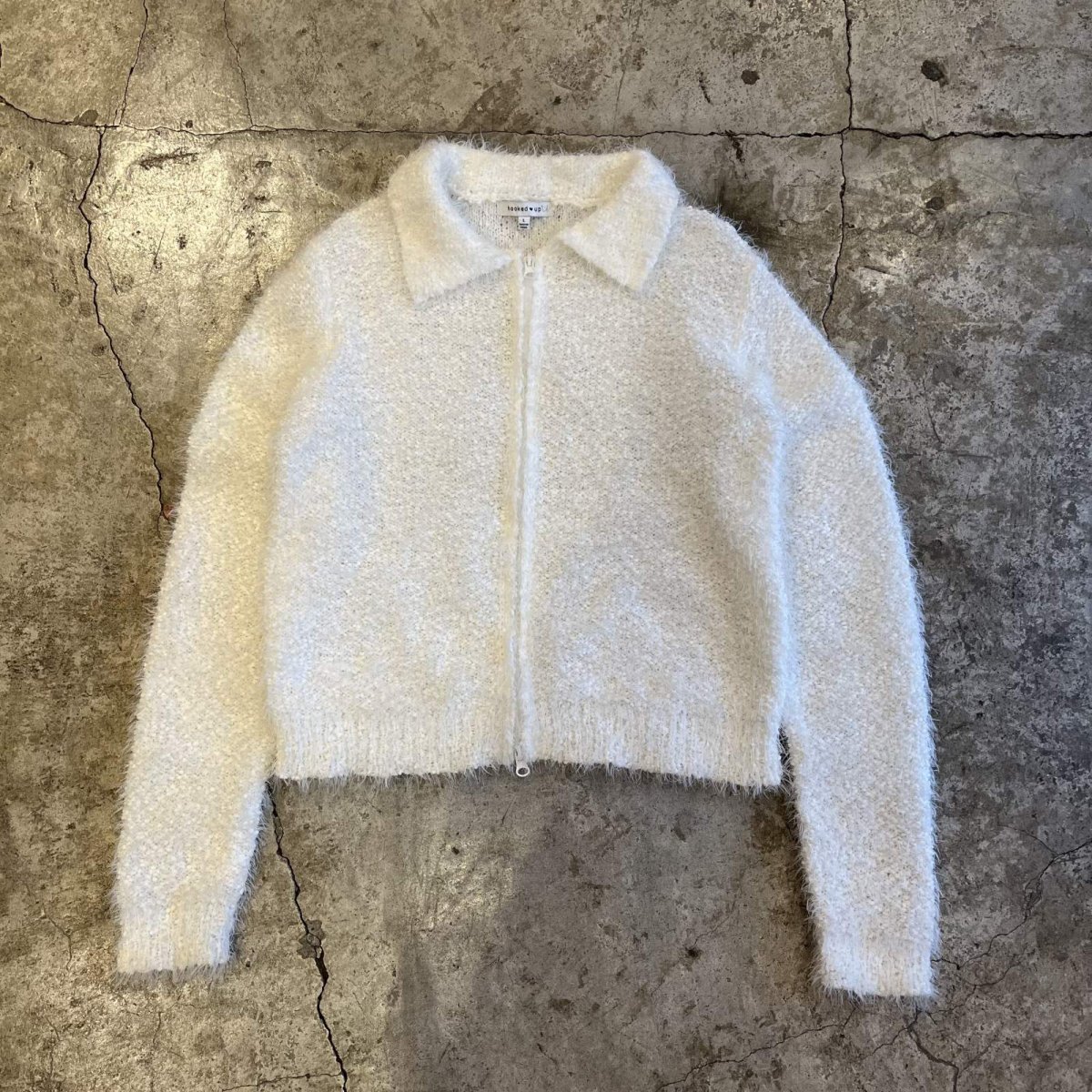 画像1: ALL OVER SHAGGY PATTERN DOUBLE ZIP DESIGN KNIT L/S TOPS /  Ladies M(L) (1)