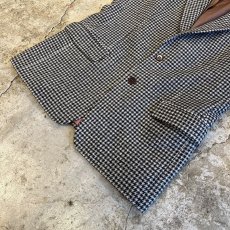 画像4: HOUNDSTOOTH PATTERN 3 POCKET LANA WOOL TAILORED JACKET / Ladies L(48) / MADE IN ITALY (4)