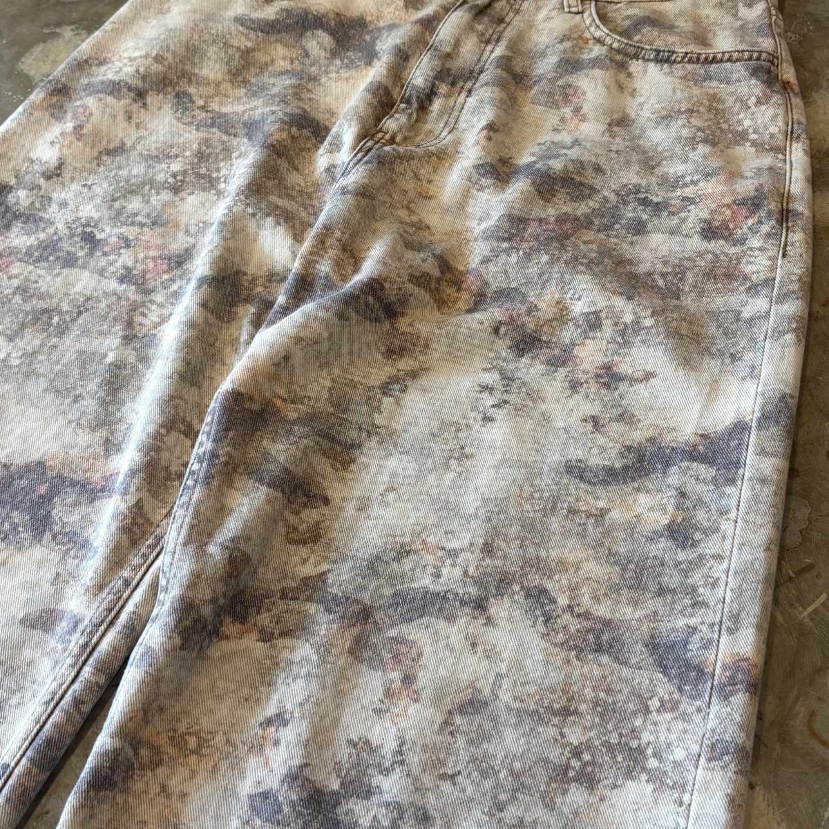画像4: ALL OVER PATTERN WIDE SILHOUETTE COTTON PANTS / W33 (4)
