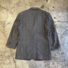画像2: HOUNDSTOOTH PATTERN 3 POCKET LANA WOOL TAILORED JACKET / Ladies L(48) / MADE IN ITALY (2)
