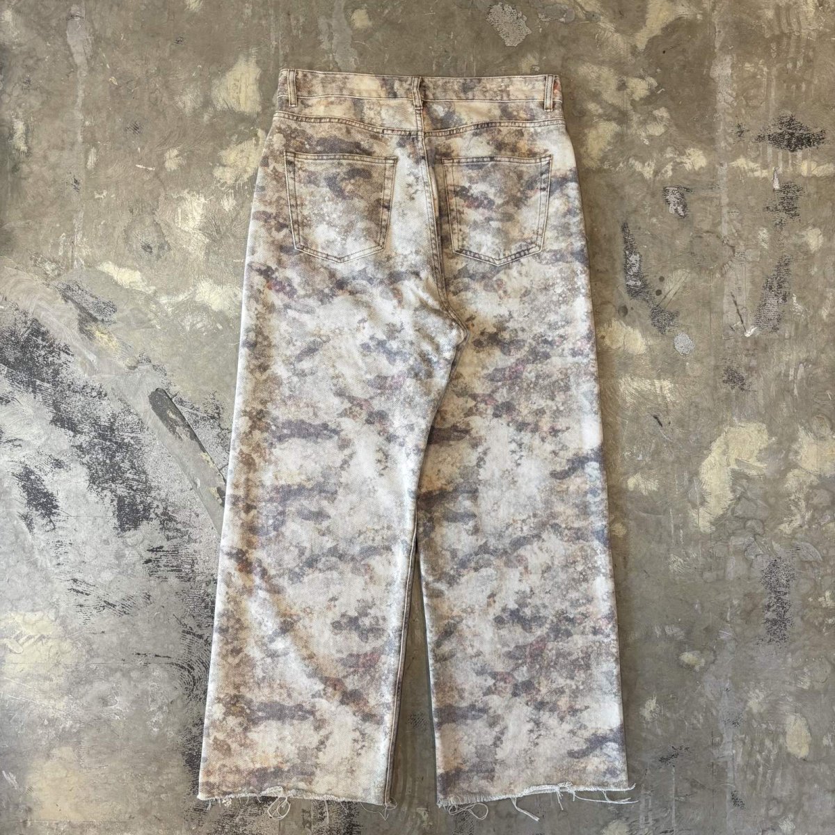 画像2: ALL OVER PATTERN WIDE SILHOUETTE COTTON PANTS / W33 (2)