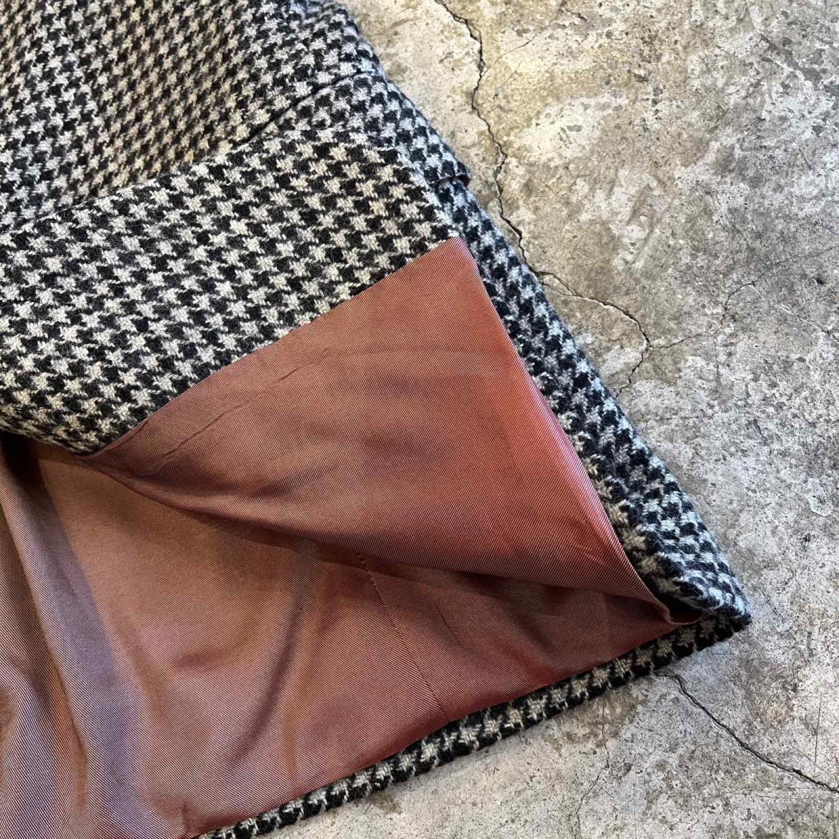 画像5: HOUNDSTOOTH PATTERN 3 POCKET LANA WOOL TAILORED JACKET / Ladies L(48) / MADE IN ITALY (5)