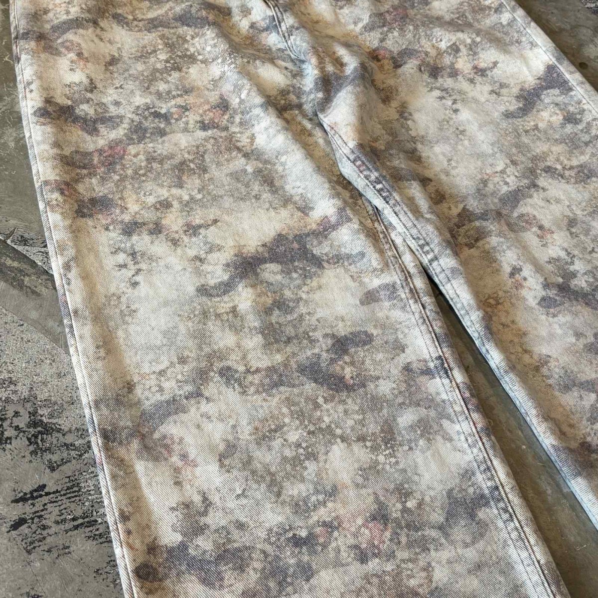 画像5: ALL OVER PATTERN WIDE SILHOUETTE COTTON PANTS / W33 (5)