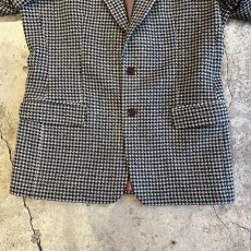画像12: HOUNDSTOOTH PATTERN 3 POCKET LANA WOOL TAILORED JACKET / Ladies L(48) / MADE IN ITALY (12)