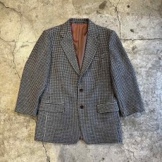 画像1: HOUNDSTOOTH PATTERN 3 POCKET LANA WOOL TAILORED JACKET / Ladies L(48) / MADE IN ITALY (1)