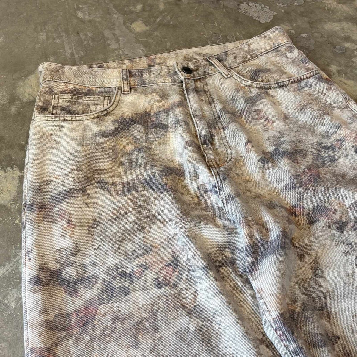 画像3: ALL OVER PATTERN WIDE SILHOUETTE COTTON PANTS / W33 (3)