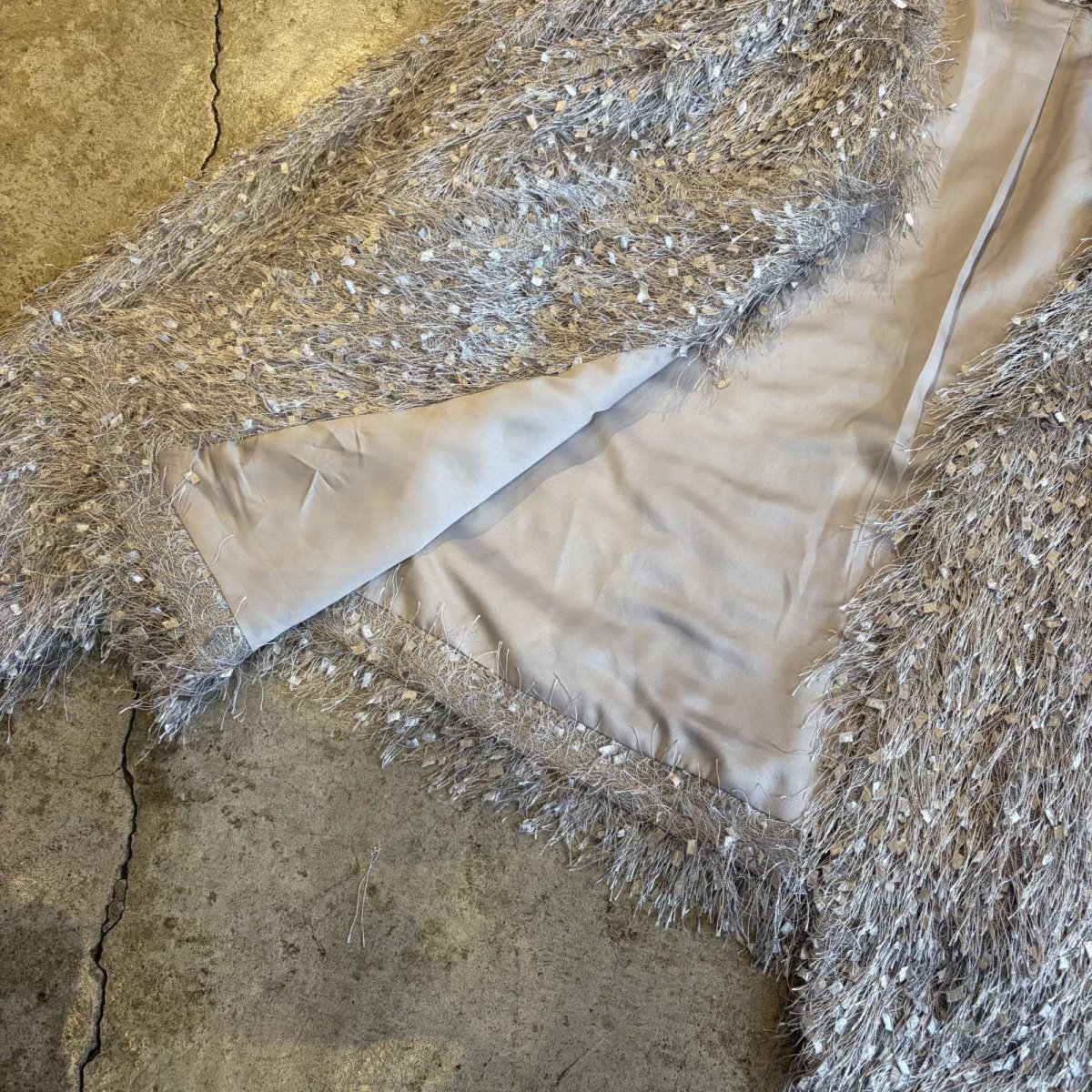 画像5: LIGHT GREY COLOR DESIGN SHAGGY DESIGN CARDIGAN / Ladies L (5)