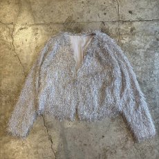画像1: LIGHT GREY COLOR DESIGN SHAGGY DESIGN CARDIGAN / Ladies L (1)