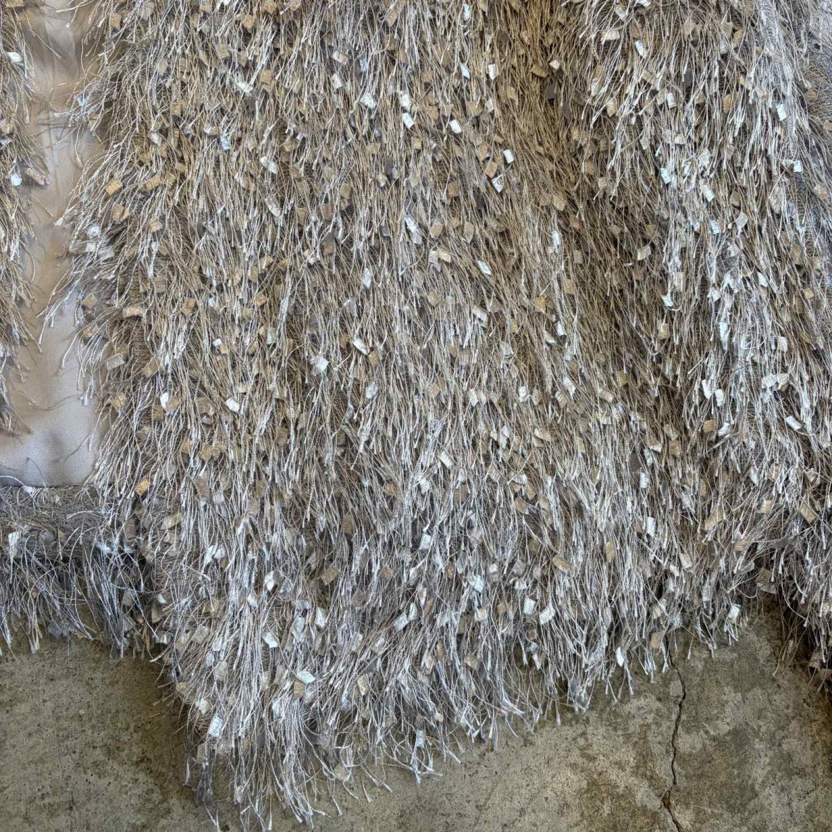 画像4: LIGHT GREY COLOR DESIGN SHAGGY DESIGN CARDIGAN / Ladies L (4)