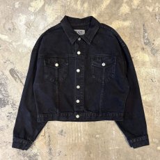 画像1: 80's SHORT LENGTH BLACK DENIM JACKET / Mens L / MADE IN USA (1)