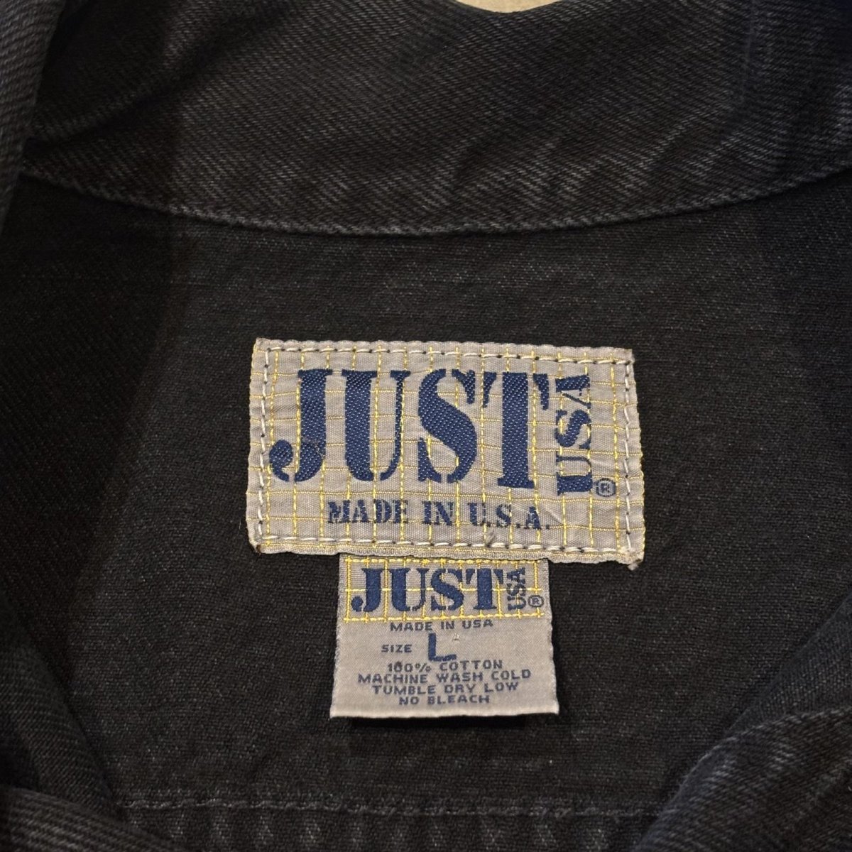 画像10: 80's SHORT LENGTH BLACK DENIM JACKET / Mens L / MADE IN USA (10)