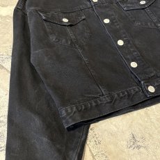 画像5: 80's SHORT LENGTH BLACK DENIM JACKET / Mens L / MADE IN USA (5)