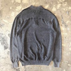 画像2: GRAY COLOR HALF ZIP COTTON KNIT SWEATER / Mens XL (2)