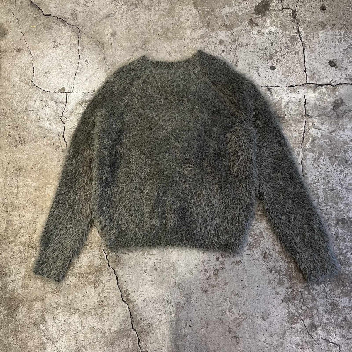 画像1: KHAKI COLOR DESIGN SHAGGY KNIT L/S TOPS / Ladies M(S) (1)