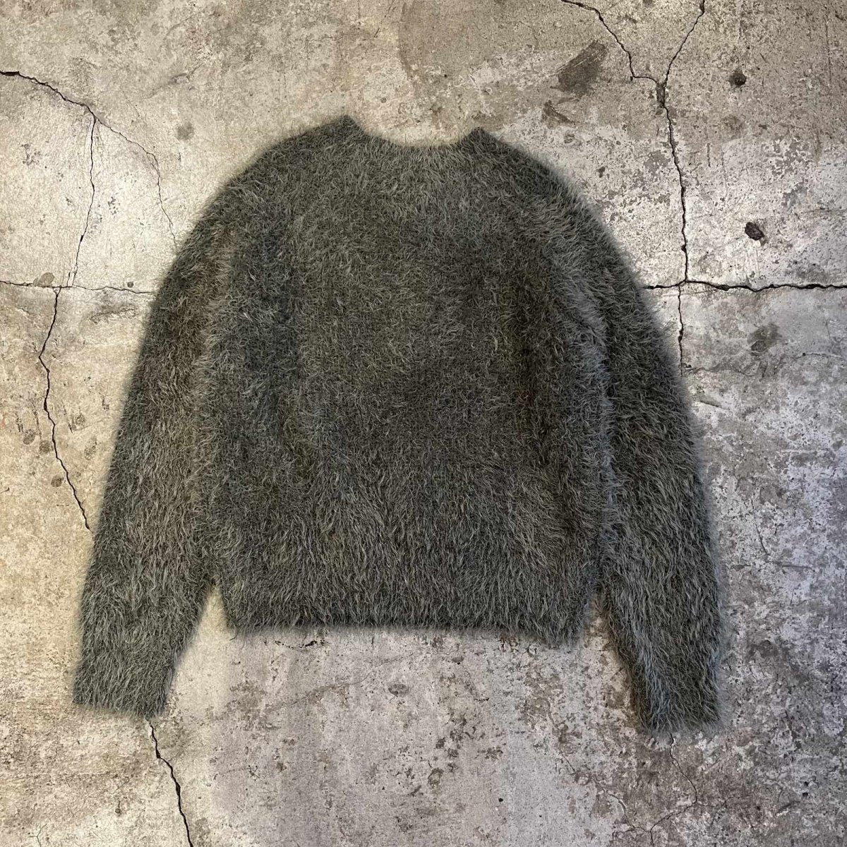 画像2: KHAKI COLOR DESIGN SHAGGY KNIT L/S TOPS / Ladies M(S) (2)